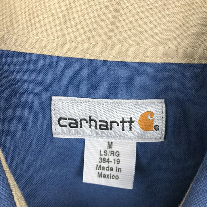 Carhartt long-sleeved work shirt, men's size M cotton blue type Vintage Second Hand