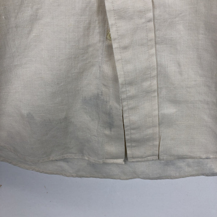 Brooks Brothers Long Sleeve Linen Button Down Shirt, Men's Size L linen unbleached Vintage Second Hand