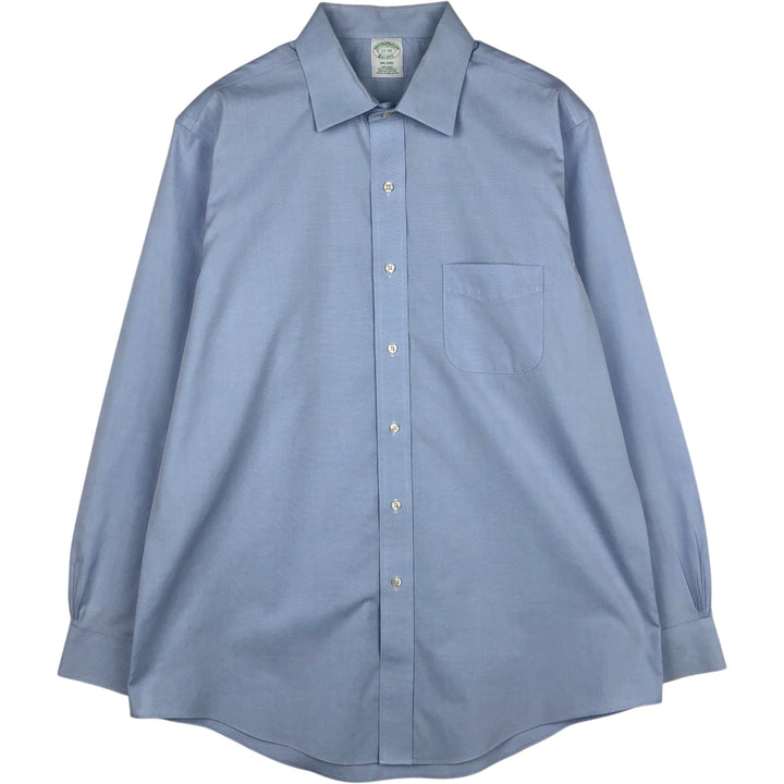 Brooks Brothers Est.1818 MILANO Long-Sleeve Cotton Shirt, Men's Size XL (approx.) Supima Cotton Blue type light blue Vintage Second Hand