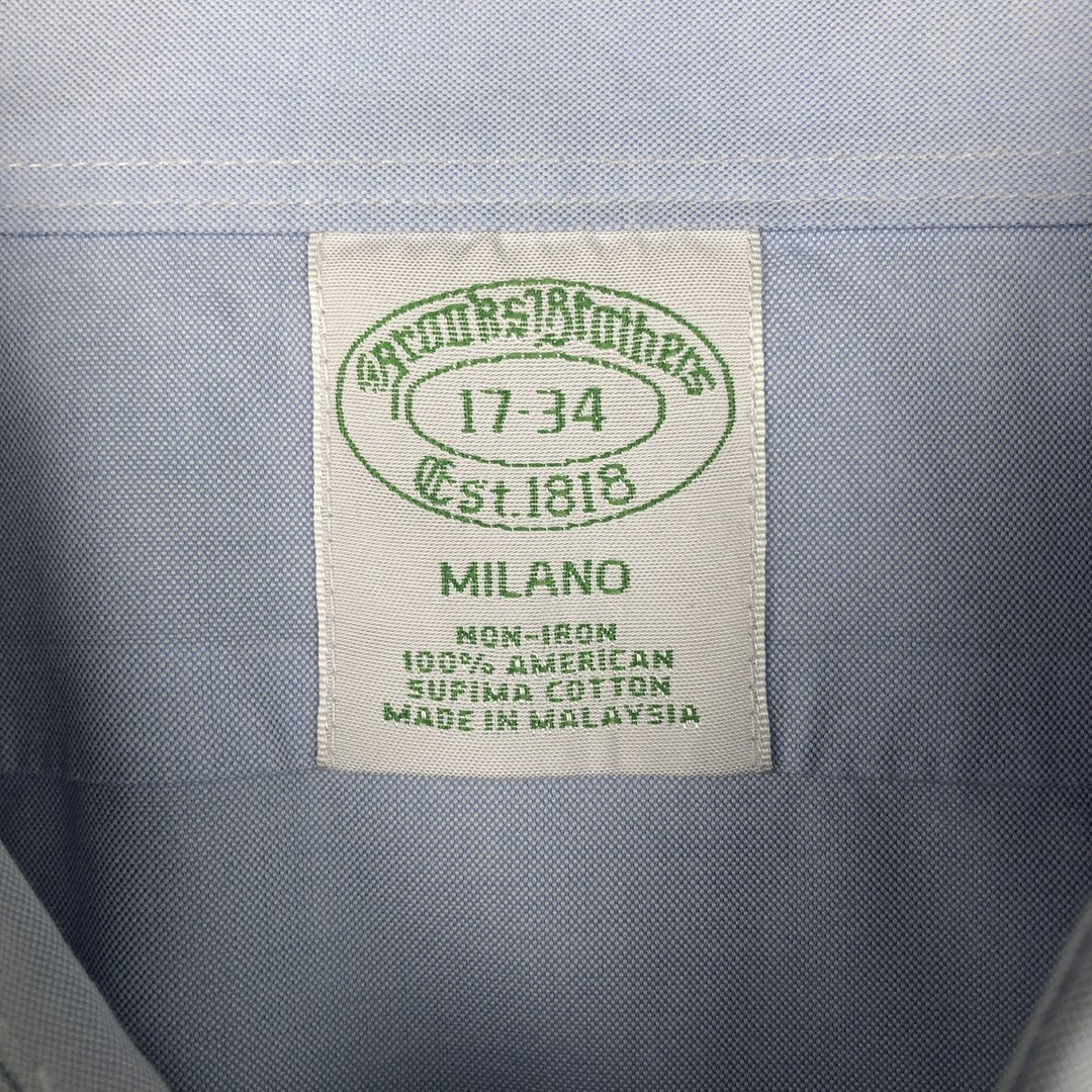 Brooks Brothers Est.1818 MILANO Long-Sleeve Cotton Shirt, Men's Size XL (approx.) Supima Cotton Blue type light blue Vintage Second Hand
