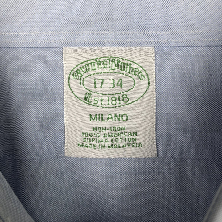 Brooks Brothers Est.1818 MILANO Long-Sleeve Cotton Shirt, Men's Size XL (approx.) Supima Cotton Blue type light blue Vintage Second Hand