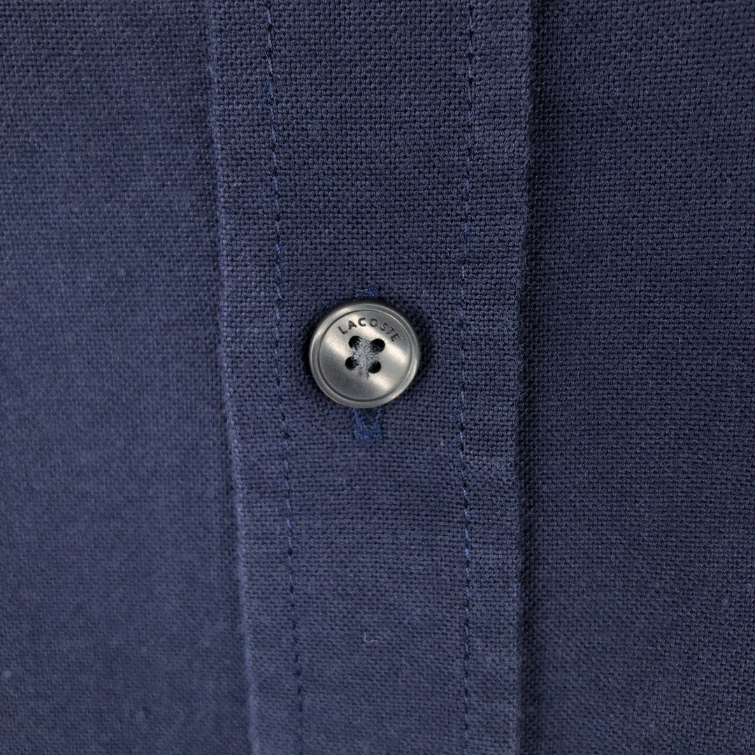 Lacoste Regular Fit Long-Sleeve Button-Down Shirt, Men's Size L (approx.) cotton navy blue type Vintage Second Hand