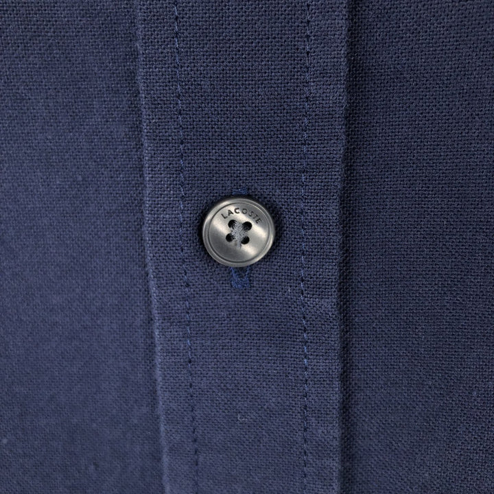 Lacoste Regular Fit Long-Sleeve Button-Down Shirt, Men's Size L (approx.) cotton navy blue type Vintage Second Hand