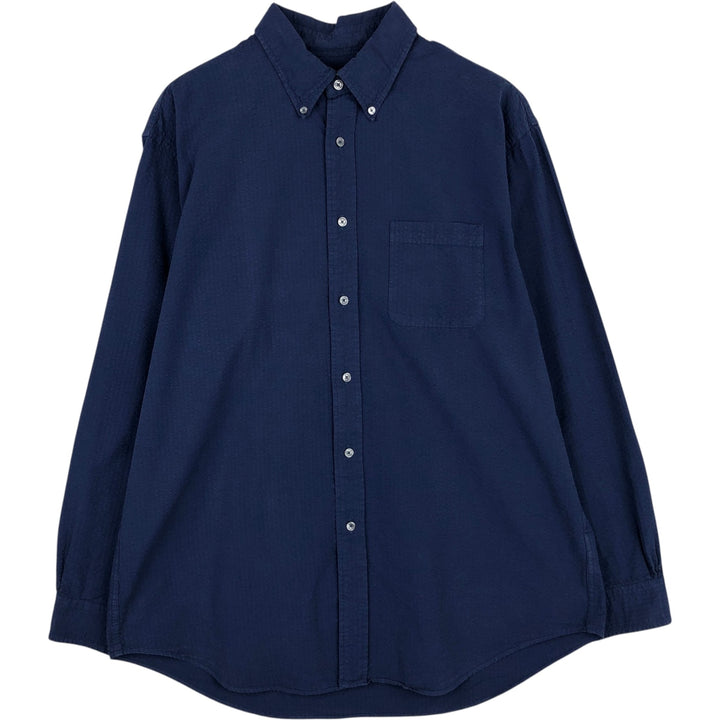 Brooks Brothers Est.1818 Madison Fit Seersucker Long-Sleeve Button-Down Shirt, Men's Size L (approx.) cotton navy blue type Vintage Second Hand
