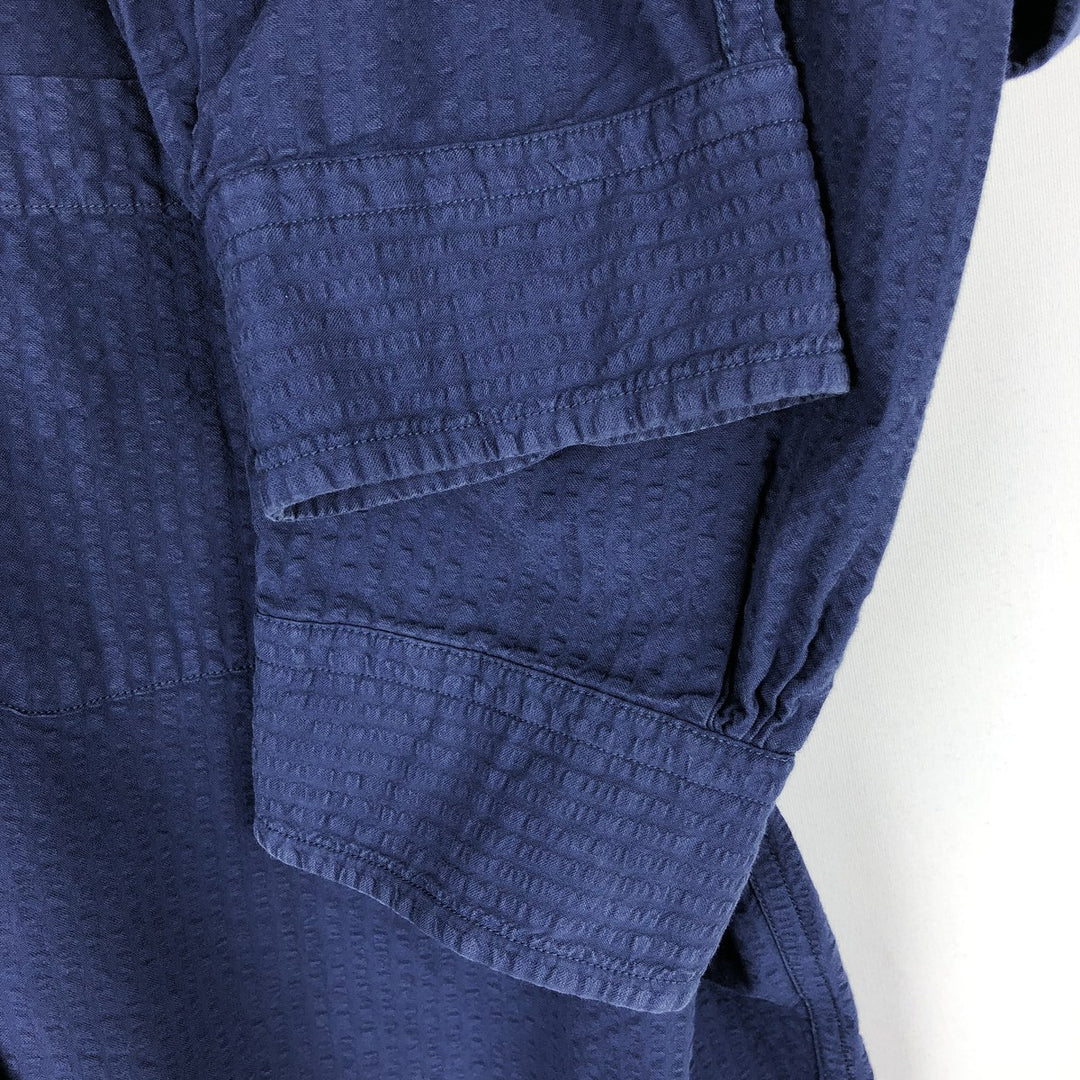 Brooks Brothers Est.1818 Madison Fit Seersucker Long-Sleeve Button-Down Shirt, Men's Size L (approx.) cotton navy blue type Vintage Second Hand