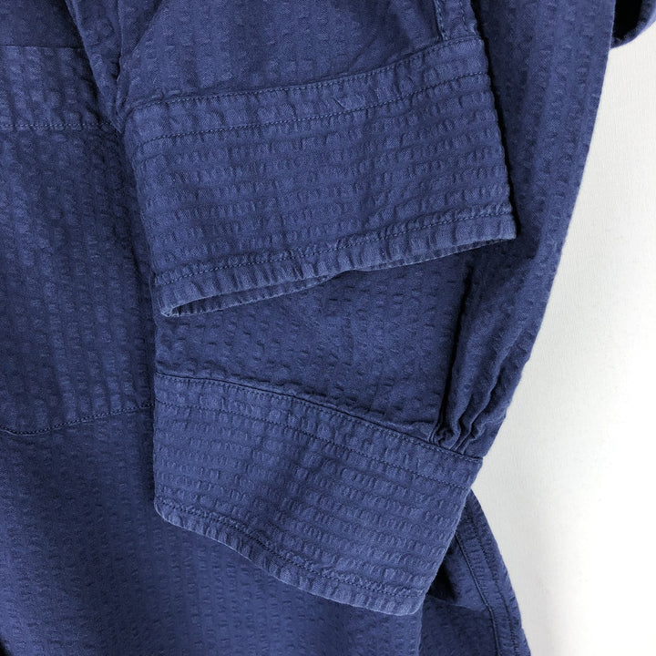 Brooks Brothers Est.1818 Madison Fit Seersucker Long-Sleeve Button-Down Shirt, Men's Size L (approx.) cotton navy blue type Vintage Second Hand