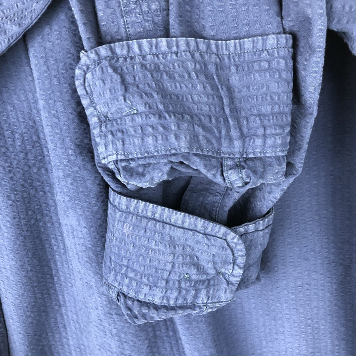 Brooks Brothers Est.1818 Madison Fit Seersucker Long-Sleeve Button-Down Shirt, Men's Size L (approx.) cotton navy blue type Vintage Second Hand