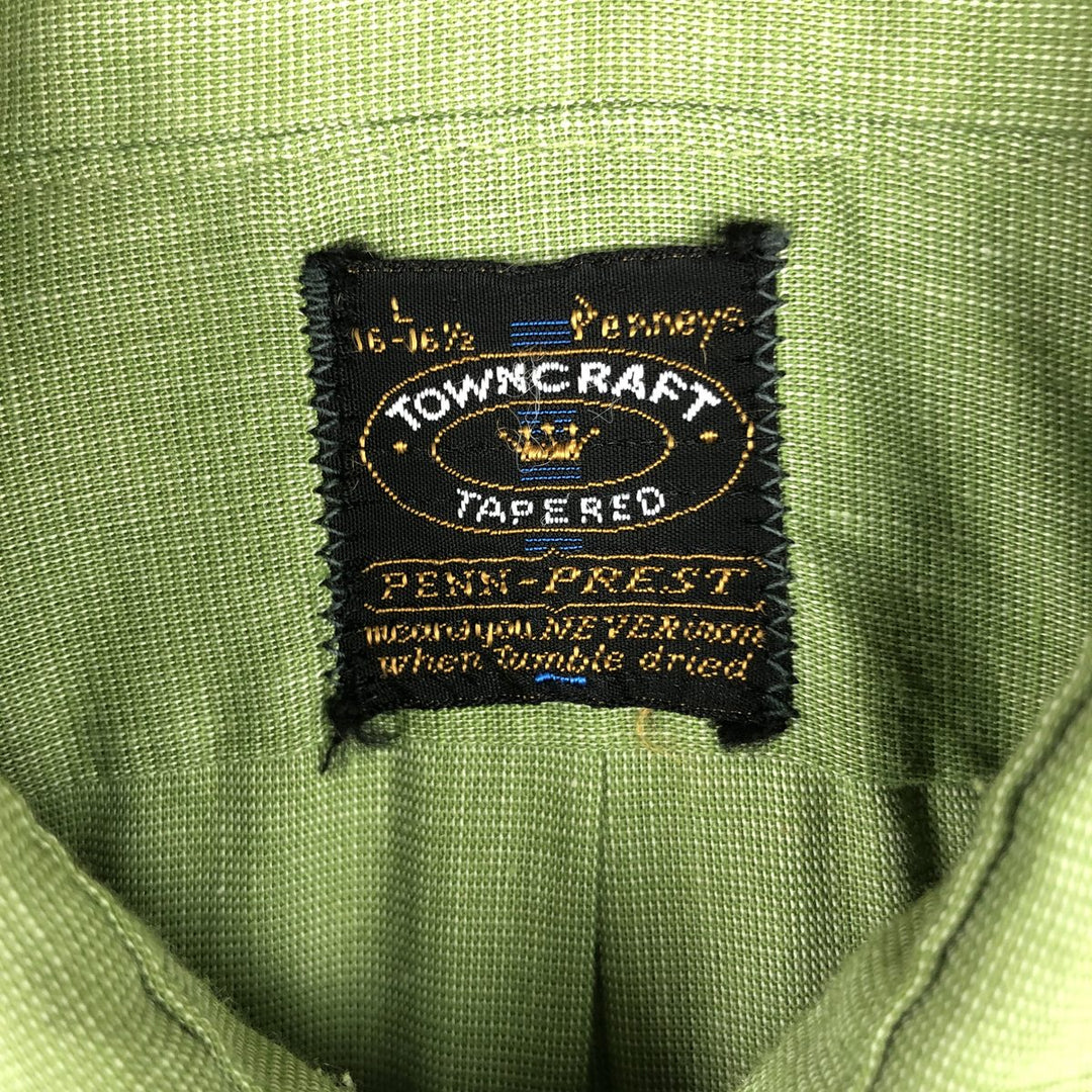 1970'S Town Craft Penny's Long-Sleeve Cotton Shirt, Men's Size L (Equivalent), Vintage unclear Khaki type sage green Vintage Second Hand