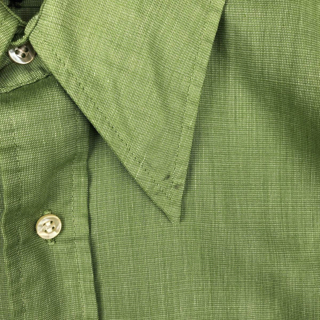 1970'S Town Craft Penny's Long-Sleeve Cotton Shirt, Men's Size L (Equivalent), Vintage unclear Khaki type sage green Vintage Second Hand