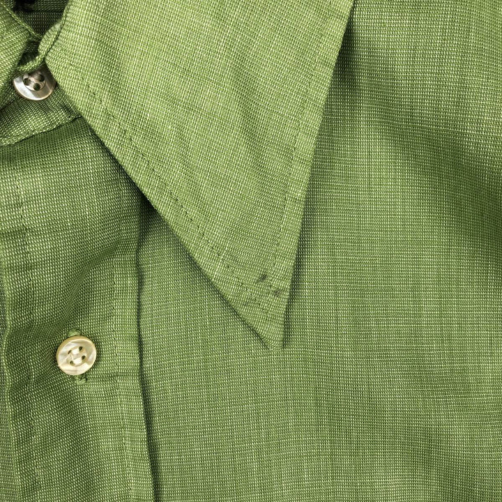 1970'S Town Craft Penny's Long-Sleeve Cotton Shirt, Men's Size L (Equivalent), Vintage unclear Khaki type sage green Vintage Second Hand