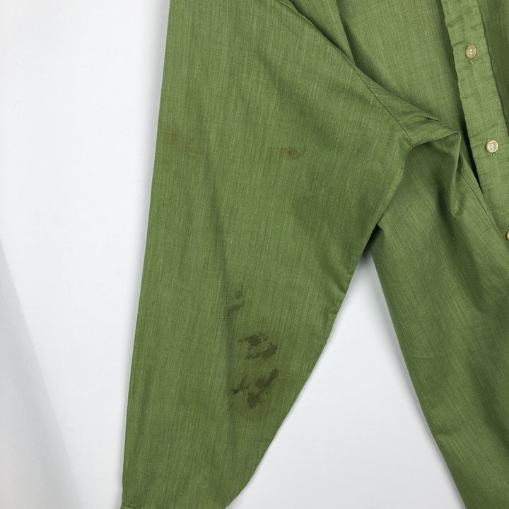 1970'S Town Craft Penny's Long-Sleeve Cotton Shirt, Men's Size L (Equivalent), Vintage unclear Khaki type sage green Vintage Second Hand