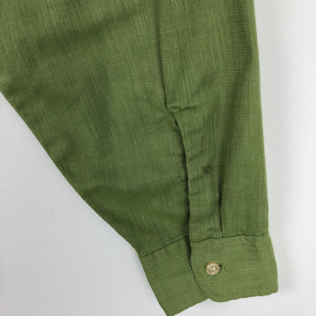 1970'S Town Craft Penny's Long-Sleeve Cotton Shirt, Men's Size L (Equivalent), Vintage unclear Khaki type sage green Vintage Second Hand
