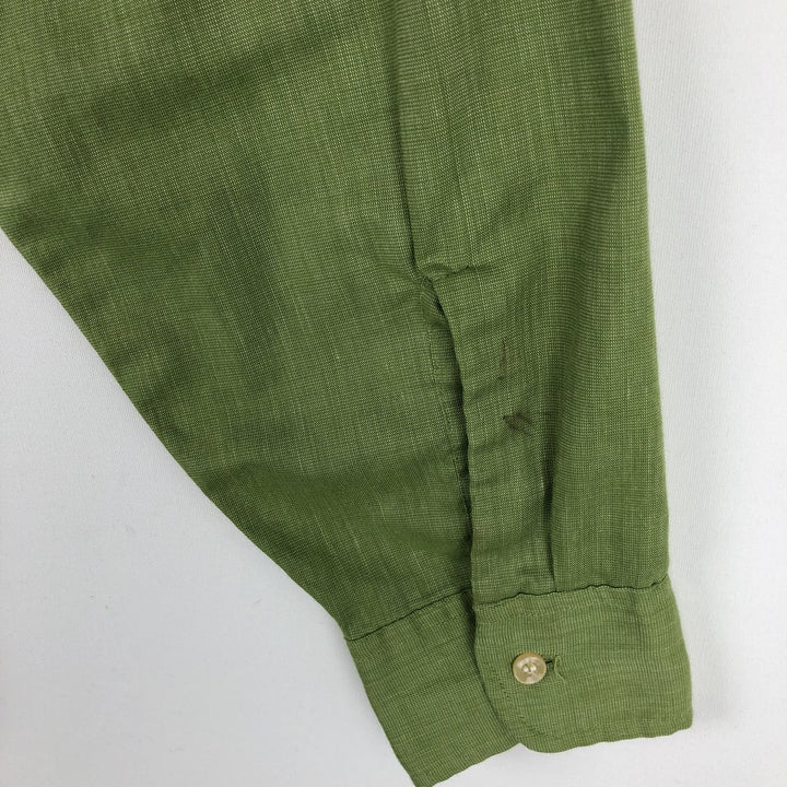 1970'S Town Craft Penny's Long-Sleeve Cotton Shirt, Men's Size L (Equivalent), Vintage unclear Khaki type sage green Vintage Second Hand