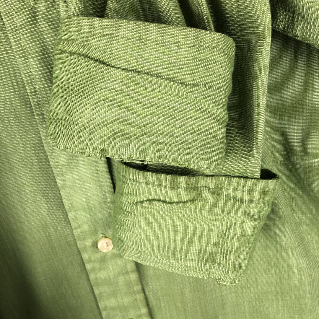 1970'S Town Craft Penny's Long-Sleeve Cotton Shirt, Men's Size L (Equivalent), Vintage unclear Khaki type sage green Vintage Second Hand
