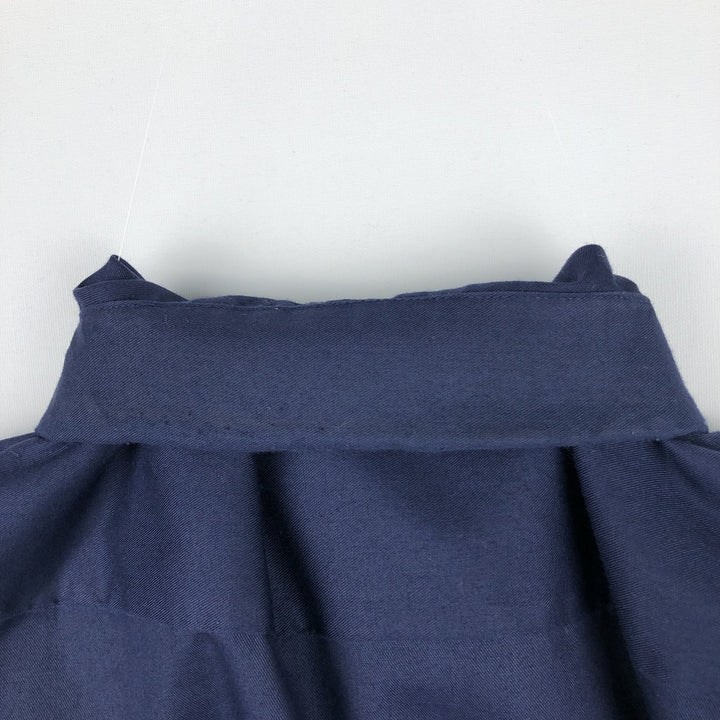 ~1970'S Fraternity Prep Long-Sleeve Cotton Shirt, Made in USA, Men's XL Equivalent, Vintage polyester navy blue type Vintage Second Hand