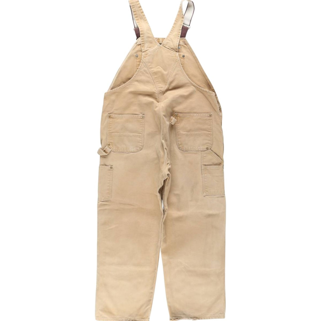 Oversized Carhartt double-knee duck overalls, men's size W44 cotton Beige type Vintage Second Hand