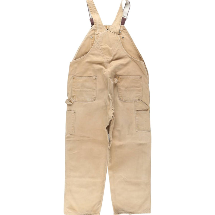 Oversized Carhartt double-knee duck overalls, men's size W44 cotton Beige type Vintage Second Hand