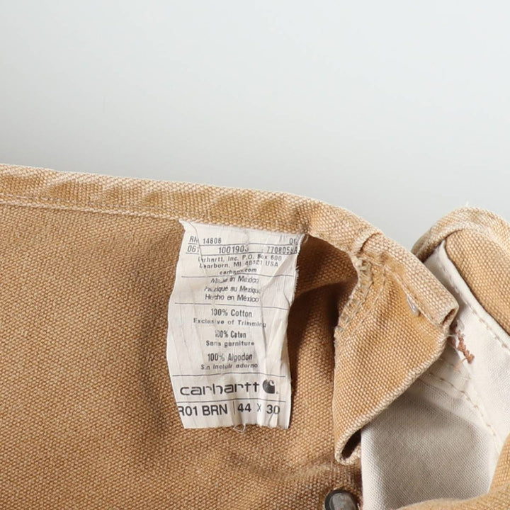 Oversized Carhartt double-knee duck overalls, men's size W44 cotton Beige type Vintage Second Hand