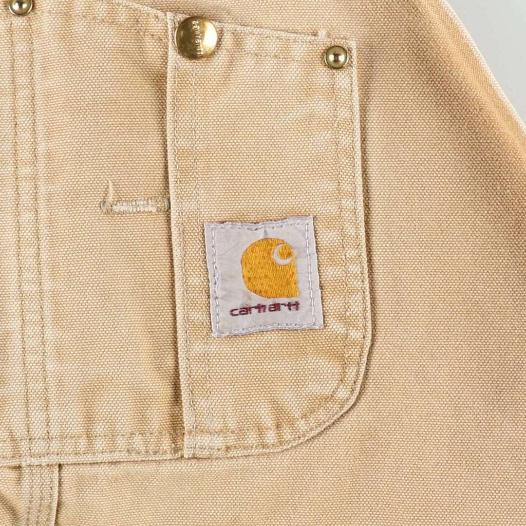 Oversized Carhartt double-knee duck overalls, men's size W44 cotton Beige type Vintage Second Hand
