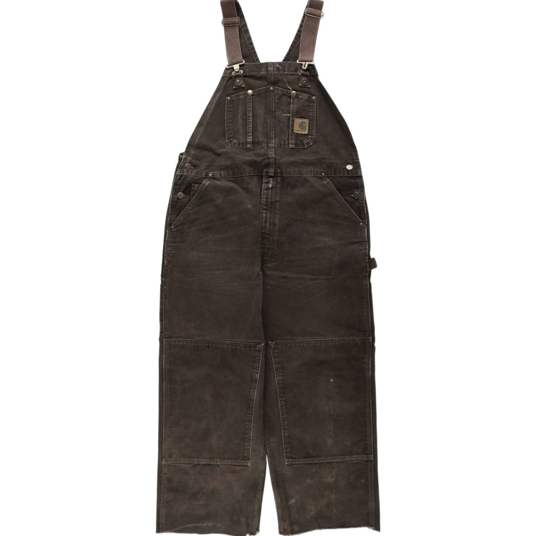 Big size 2000'S Carhartt double-knee cutoff duck overalls, men's size W40 equivalent. cotton dark chocolate Vintage Second Hand
