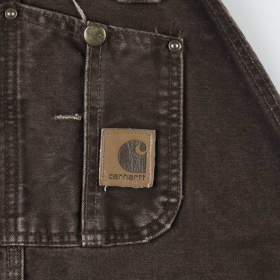 Big size 2000'S Carhartt double-knee cutoff duck overalls, men's size W40 equivalent. cotton dark chocolate Vintage Second Hand