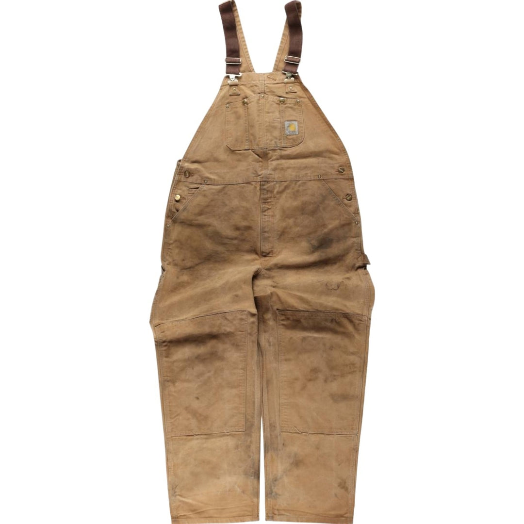Big size 2000'S Carhartt double-knee duck overalls, men's size W44 (approx.) cotton brown type Vintage Second Hand