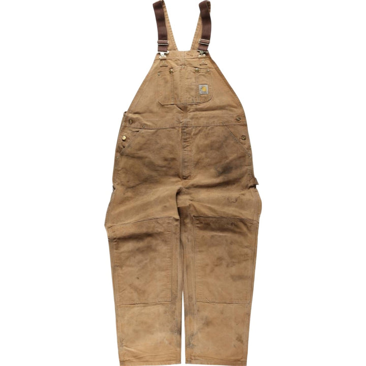 Big size 2000'S Carhartt double-knee duck overalls, men's size W44 (approx.) cotton brown type Vintage Second Hand