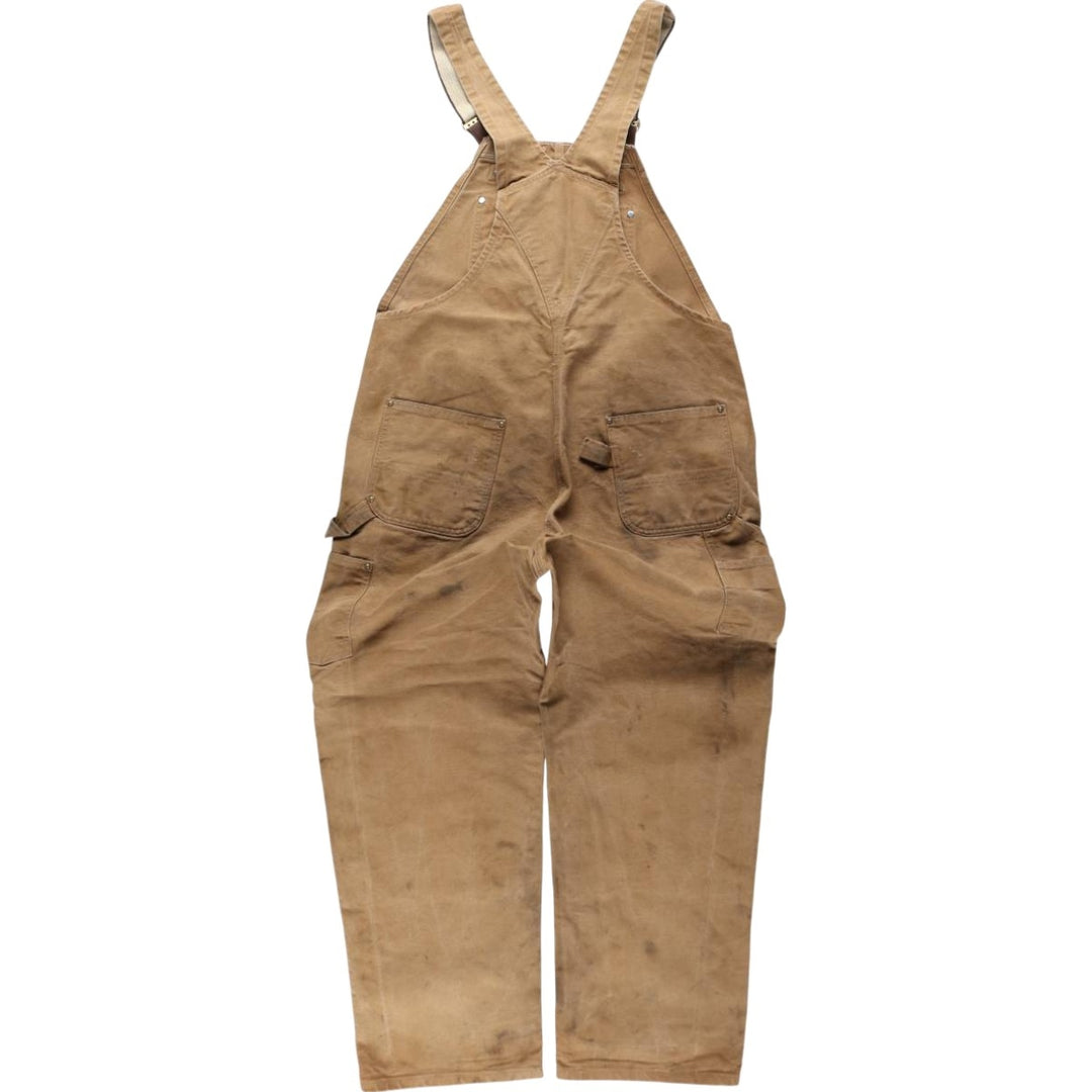 Big size 2000'S Carhartt double-knee duck overalls, men's size W44 (approx.) cotton brown type Vintage Second Hand