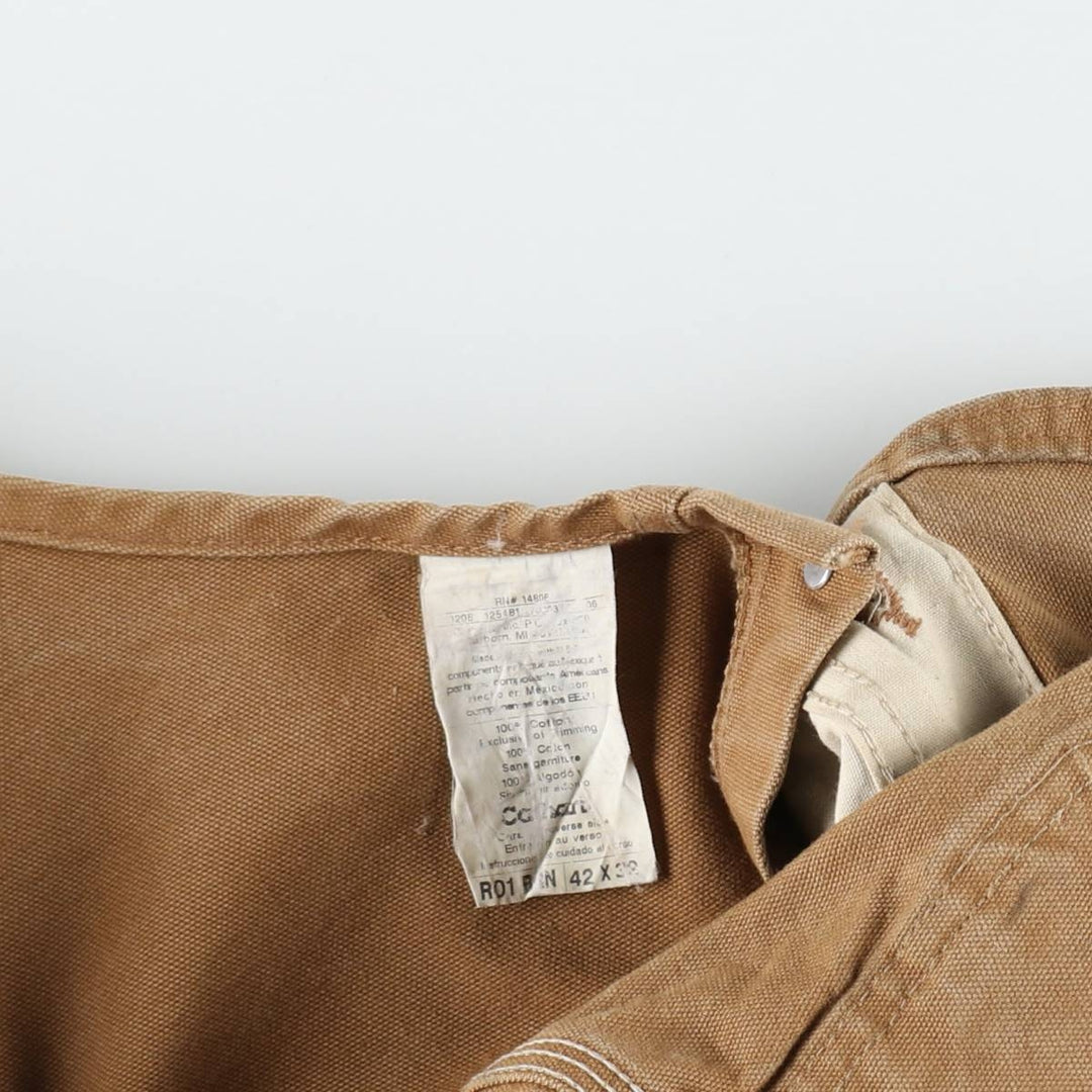 Big size 2000'S Carhartt double-knee duck overalls, men's size W44 (approx.) cotton brown type Vintage Second Hand