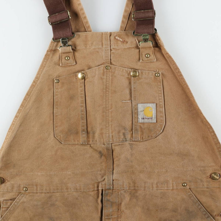 Big size 2000'S Carhartt double-knee duck overalls, men's size W44 (approx.) cotton brown type Vintage Second Hand