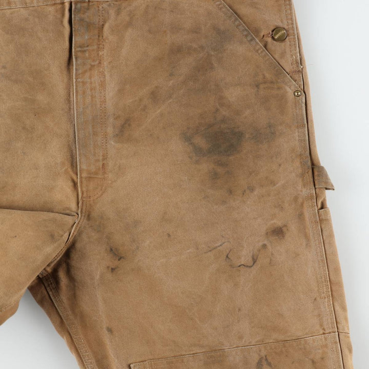 Big size 2000'S Carhartt double-knee duck overalls, men's size W44 (approx.) cotton brown type Vintage Second Hand