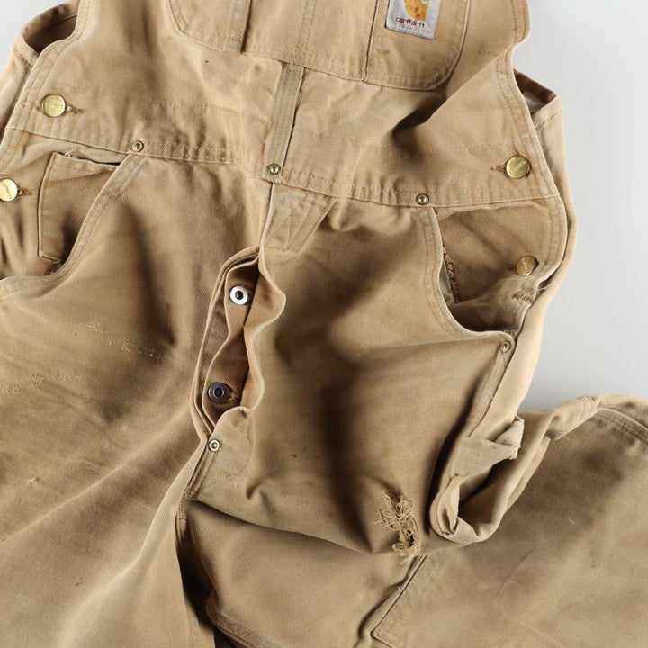Carhartt Double Knee Duck Canvas Overalls, Men's Size W36 (approx.), Vintage unclear brown type Vintage Second Hand