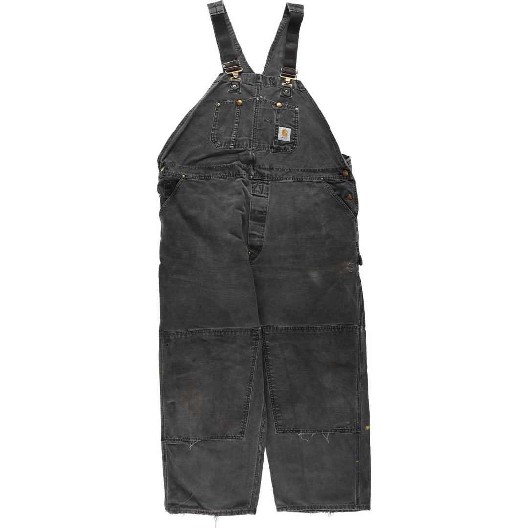 Oversized Carhartt double-knee duck overalls, men's size W46 unclear black type Vintage Second Hand