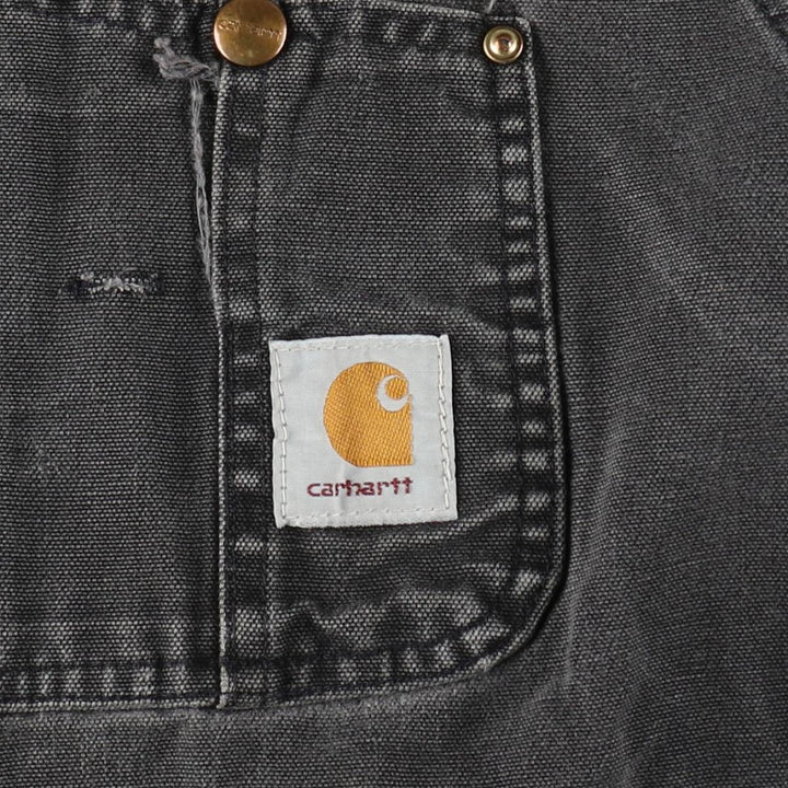 Oversized Carhartt double-knee duck overalls, men's size W46 unclear black type Vintage Second Hand