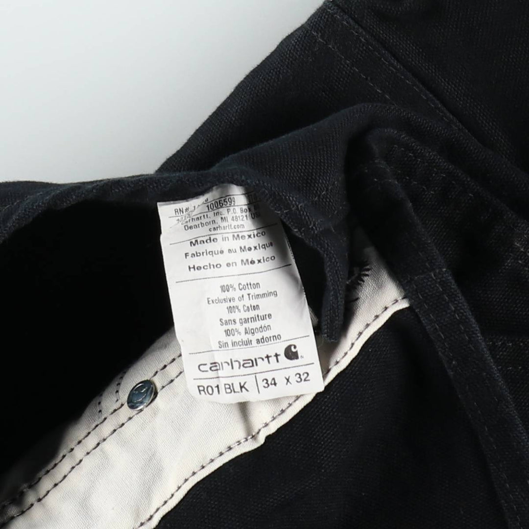 Carhartt Double Knee Duck Overalls for Men (W34 equivalent) cotton black type Vintage Second Hand