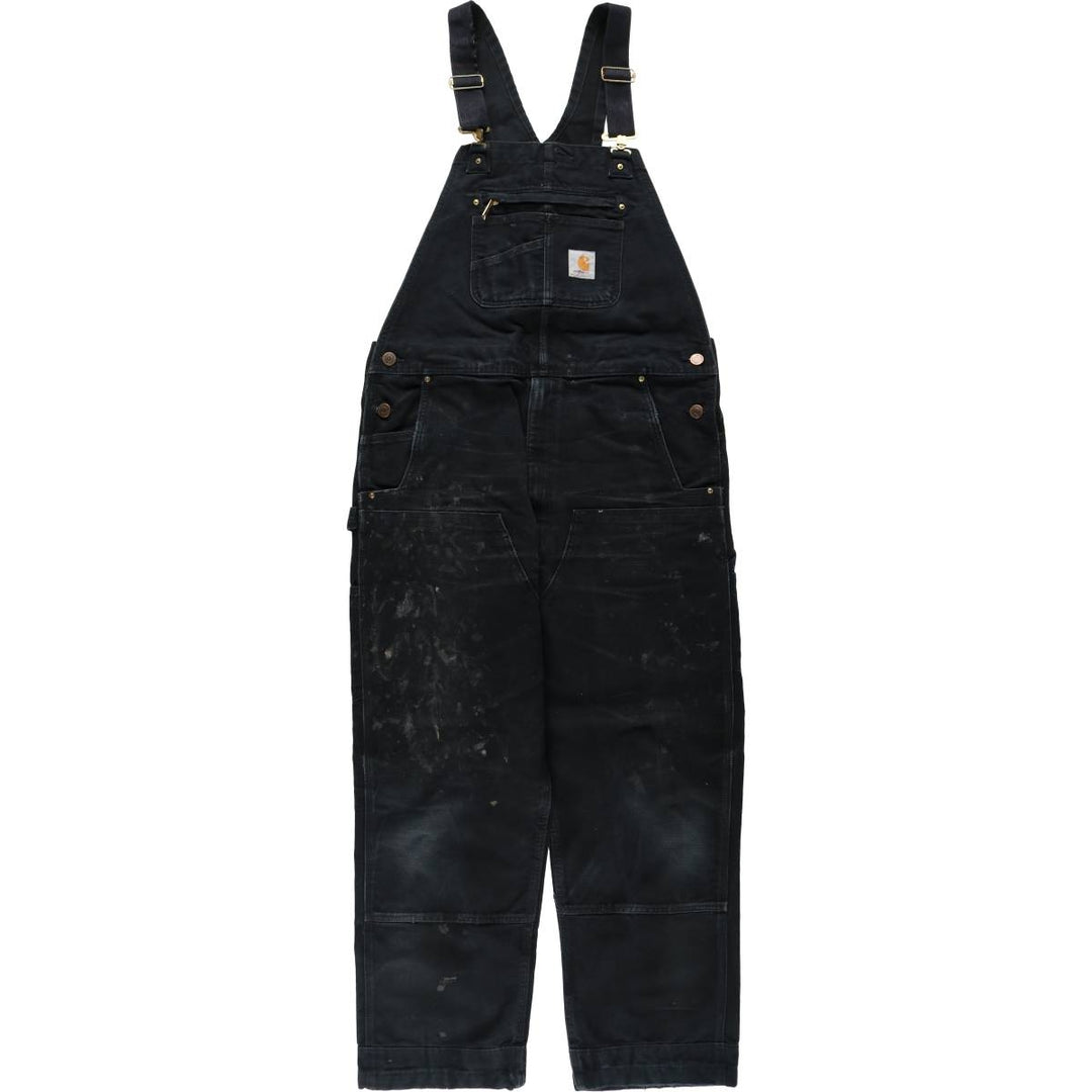 Oversized Carhartt double-knee duck overalls, men's size W40 cotton black type Vintage Second Hand