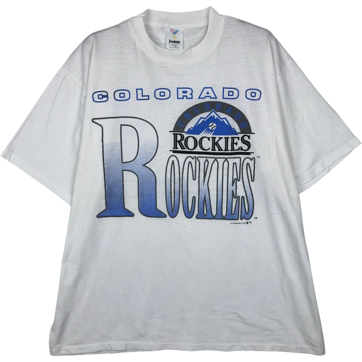 90'S JOSTENS MLB COLORADO ROOLIES Sports Print T-Shirt, Made in USA, Men's XL (approx.) Vintage cotton white type Vintage Second Hand
