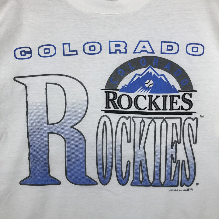 90'S JOSTENS MLB COLORADO ROOLIES Sports Print T-Shirt, Made in USA, Men's XL (approx.) Vintage cotton white type Vintage Second Hand