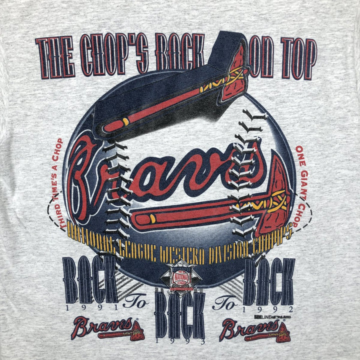 90'S SOF TEE MLB ATLANTA BRAVES Sports Print T-Shirt Made in USA Men's Size L (Equivalent) Vintage cotton white type Vintage Second Hand