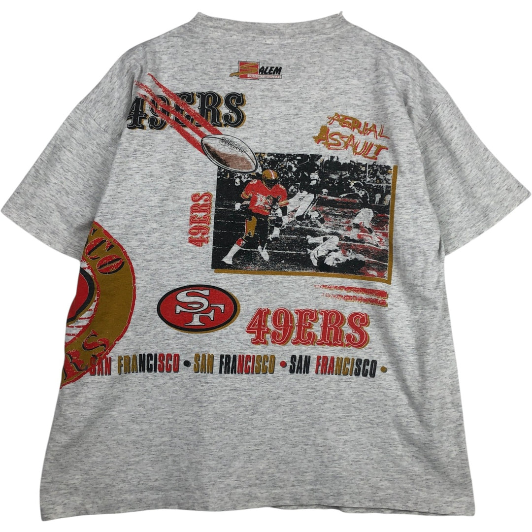 90'S SALEM NFL San Francisco 49ers Large Print Sports T-Shirt, Made in USA, Men's XL (approx.) cotton gray type Vintage Second Hand