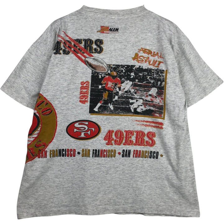 90'S SALEM NFL San Francisco 49ers Large Print Sports T-Shirt, Made in USA, Men's XL (approx.) cotton gray type Vintage Second Hand
