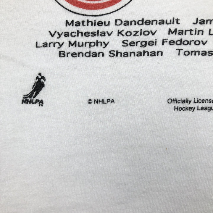 CHAMP NHL DETROIT RED WINGS Sports Print T-Shirt (Men's XL equivalent) cotton white type Vintage Second Hand