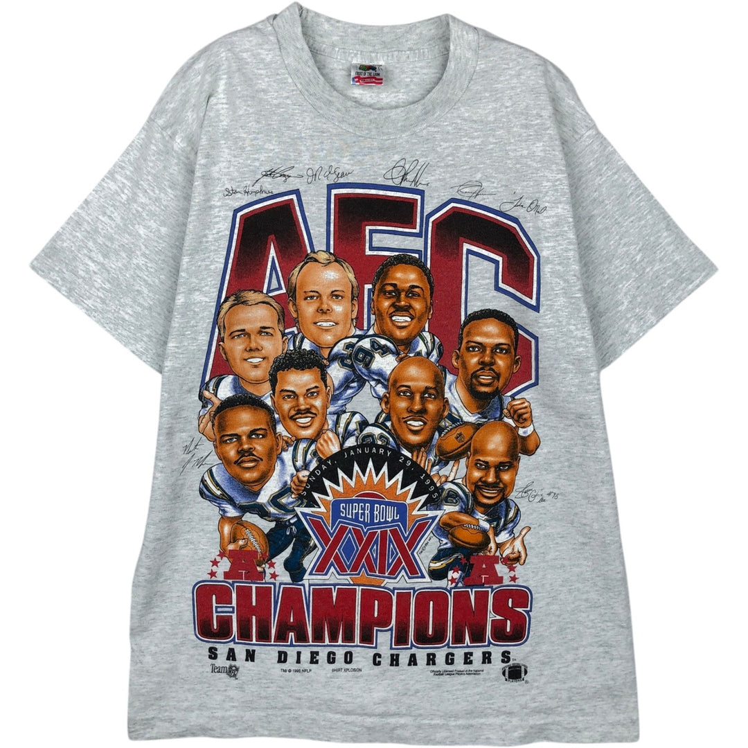 90'S Fruit of the Loom NFL San Diego Chargers Sports Print T-Shirt, Made in USA, Men's Size M (approx.), Vintage cotton white type Vintage Second Hand