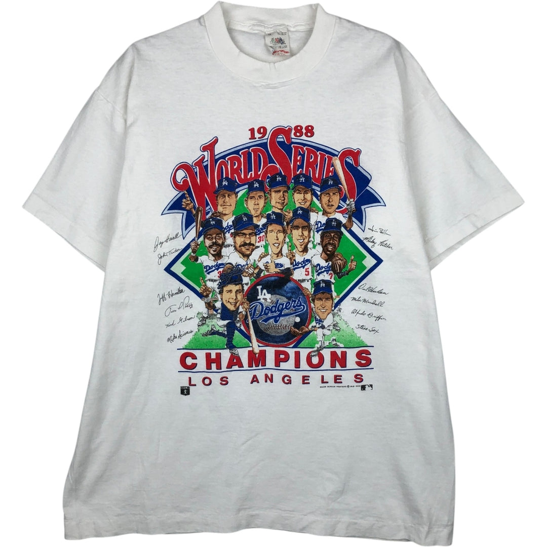 90'S Fruit of the Loom MLB Los Angeles Dodgers Sports Print T-Shirt, Made in USA, Men's XL equivalent, Vintage cotton white type Vintage Second Hand