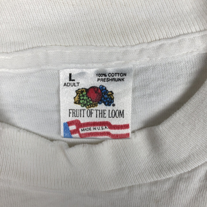 Fruit of the Loom NBA Chicago Bulls sports print T-shirt, Made in USA, Men's size L (approx.) cotton white type Vintage Second Hand