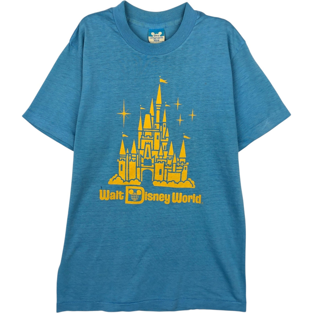 80s-90'S Walt Disney World Advertising T-Shirt, Made in USA, Men's Size M (Equivalent), Vintage cotton Blue type light blue Vintage Second Hand