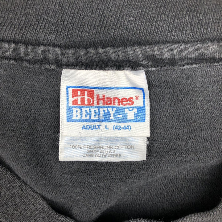 2000'S Hanes BEEFY-T Photo T-Shirt, Made in USA, Men's Size L (approx.) cotton black type Vintage Second Hand