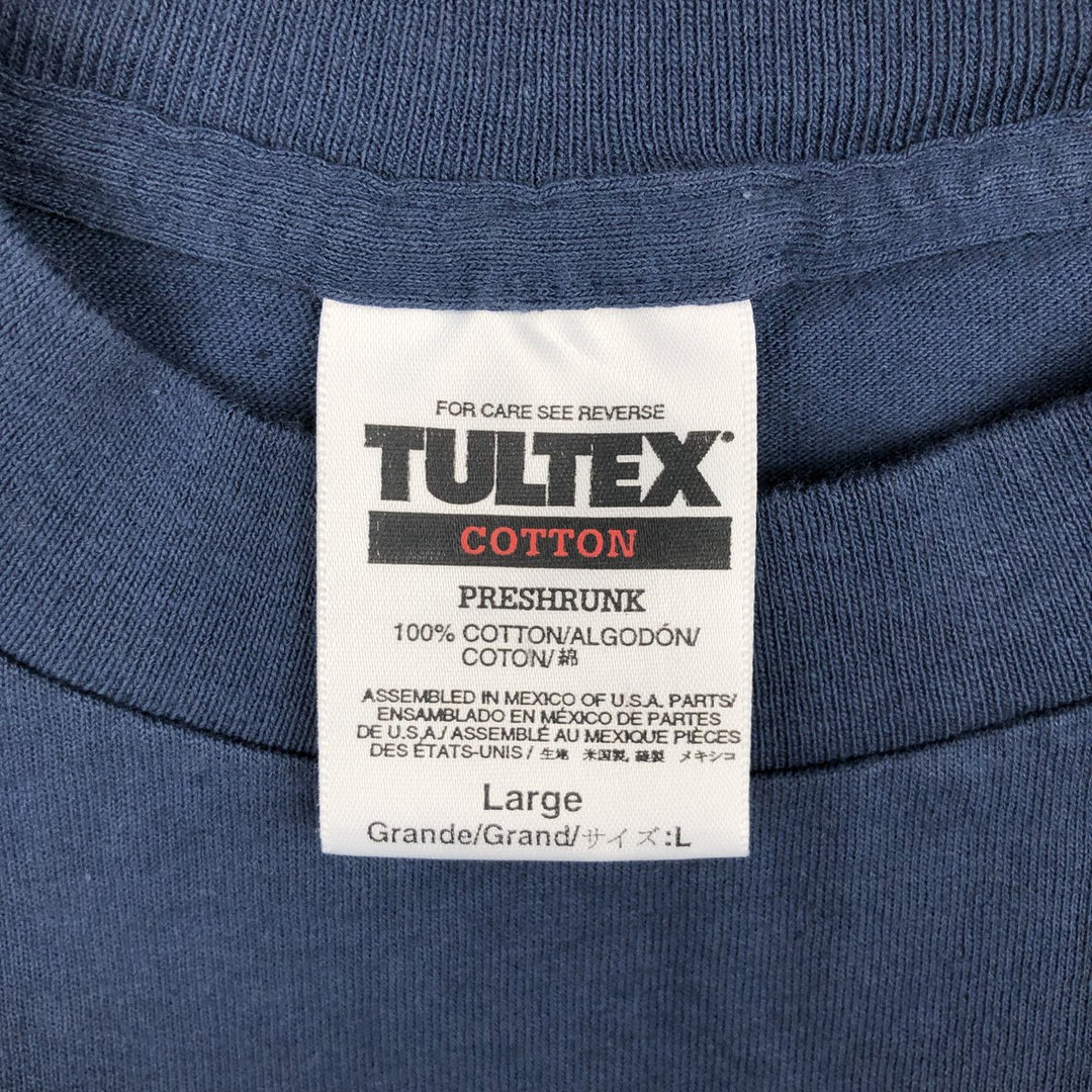 Vintage 90'S TULTEX printed T-shirt, size L for men cotton navy blue type Vintage Second Hand