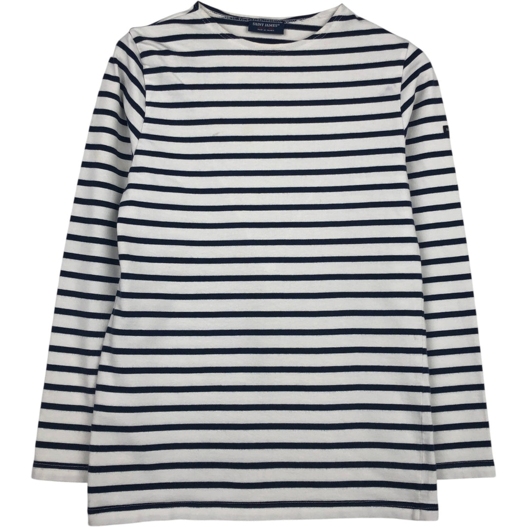 SAINT JAMES Striped Pattern Long Sleeve T-Shirt, Made in France, Men's Size Medium cotton white type Vintage Second Hand
