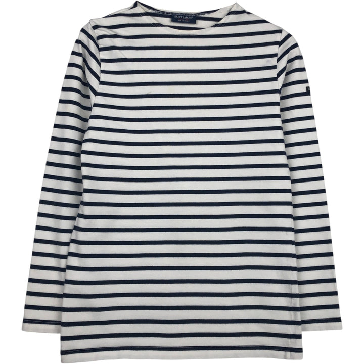 SAINT JAMES Striped Pattern Long Sleeve T-Shirt, Made in France, Men's Size Medium cotton white type Vintage Second Hand